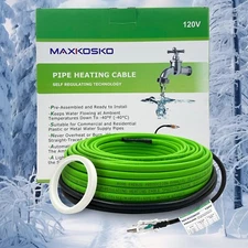 MAXKOSKO 35Ft 120V 5 W/ft Heat Tape for Water Pipes Pipe Heating Cable