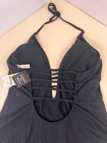 Costume da bagno sexy 1 pezzo Macy's Bar III nero borchie testa chiodo collo alto nuovo con etichette - M - Foto 4 di 5