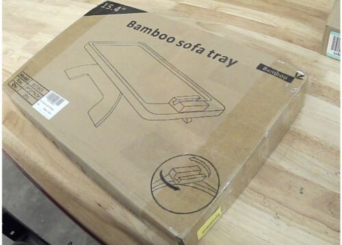 Bamboo Sofa Tray Table Clip on Side Table Couch Arm with 360° Rotating Phone Hol - Picture 2 of 2