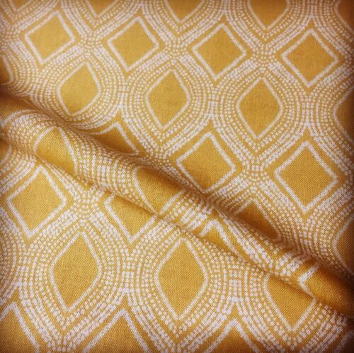 Art Deco Damask Rhombus Diamond Print Fabric Floral Curtain 280cm wide Mustard - Picture 4 of 7