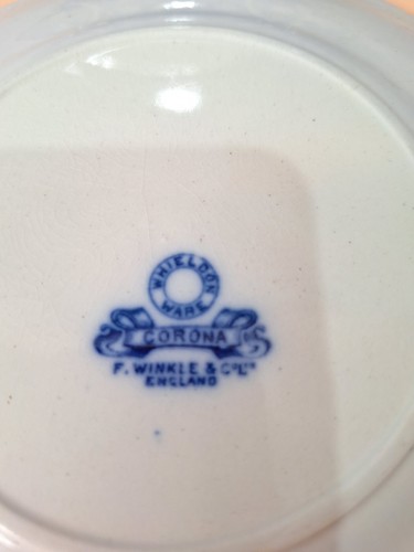 Antique Whieldon Ware 'Corona' F Winkle England - Blue Side Plates x 2  - 19 cm - Picture 7 of 15