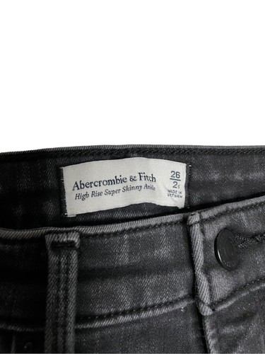 Abercrombie and Fitch High Rise Super Skinny Ankle Distressed Black Jeans - Picture 9 of 9