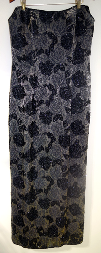 #2 B'zar Bob Mackie Formal Evening Gown Long Maxi Vintage Dress 14 Beaded Roses - Picture 8 of 8