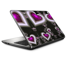 Universal Laptop Skins wrap for 15" - Glowing Hearts Pink White