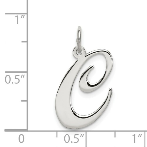 Sterling Silver 925 Fancy Script Letter C Initial Charm Pendant 0.83 Inch - Picture 4 of 4