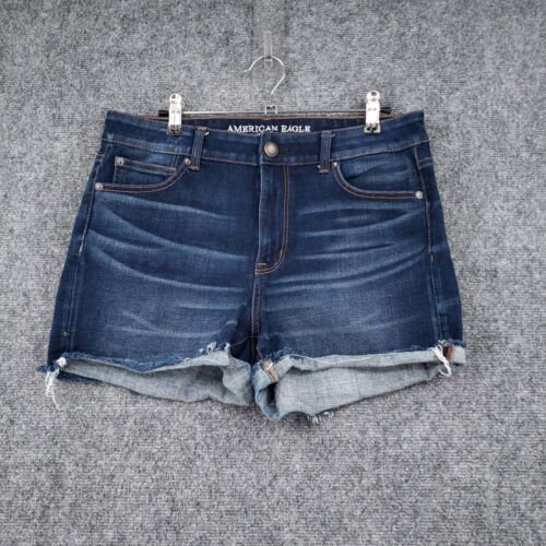 American Eagle Shorts Womens 12 Blue Hi Rise Shortie Super Stretch Cut Off Denim