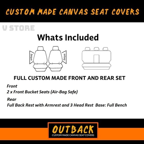 Canvas Custom Seat Covers For LDV T60 SK8C PRO LUXE 7/2017-On 2Rows Charcoal - Picture 2 of 6