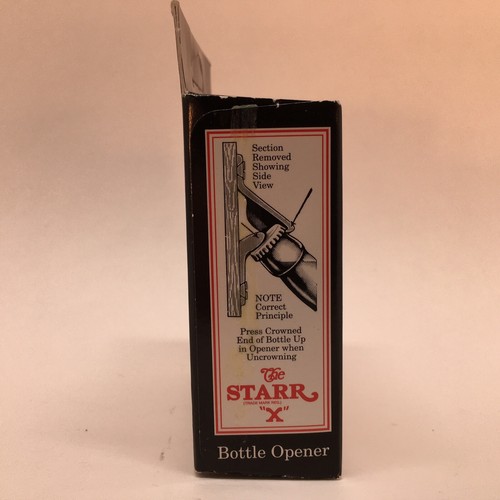 "Abridor de botellas estacionario The Starr ""X"" nuevo en caja barra de metal, cueva del hombre, verde - Imagen 4 de 6