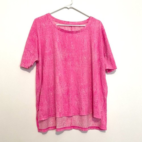 XHILARATION Sleepwear Neon Hot Pink Burnout Short Sleeve Sleep PJ Shirt Large L