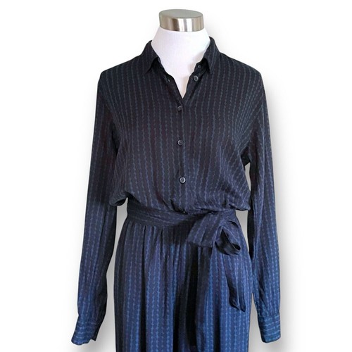 MARIMEKKO x Uniqlo Jumpsuit. S Chest 42" Black Blue Spotted. Belted Pockets Boho - Picture 2 of 6