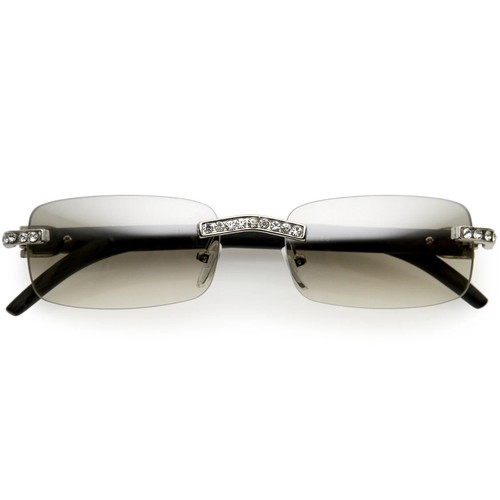 Sunglasses Men Elegant Tinted Clear Wood Buff Glasses Unique Square Rimless New - Picture 2 of 66