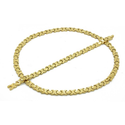 Hugs and Kisses Necklace Stampato Set Stainless Steel Gold Plated 18'' Bracelet - Picture 2 of 2