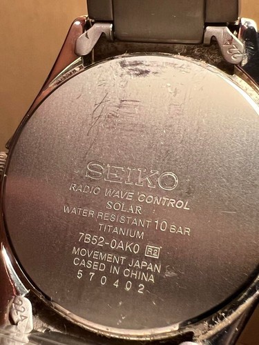 【Seiko】Seiko radio solar watch, black dial, model number 7B52-0AK0 - Picture 5 of 9