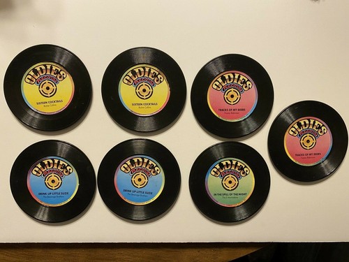 Juego de montaña rusa Oldies Record 1988 vintage 7 piezas café té cerveza refresco A6 - Imagen 1 de 12