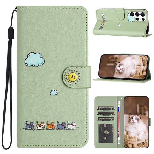 Leather Flip Cat Wallet Phone Case For Samsung S25 S24 S23 FE S22 S20 S21 Ultra - 第 13/55 張圖片