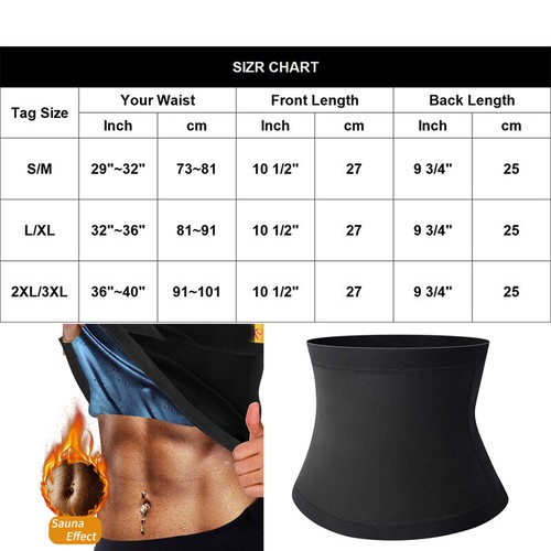 Men Sauna Sweat Band Belt Body Shaper Slimming Waist Trainer Weight Loss Trimmer - Picture 19 of 20