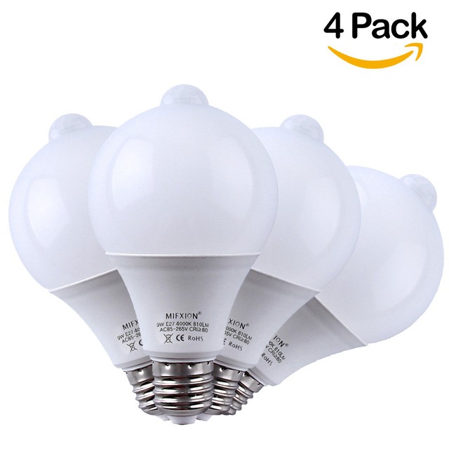 4pack 9w E27 Pir Infrared Dusk To Dawn Motion Sensor Led Light Bulb Nature White For Sale Online