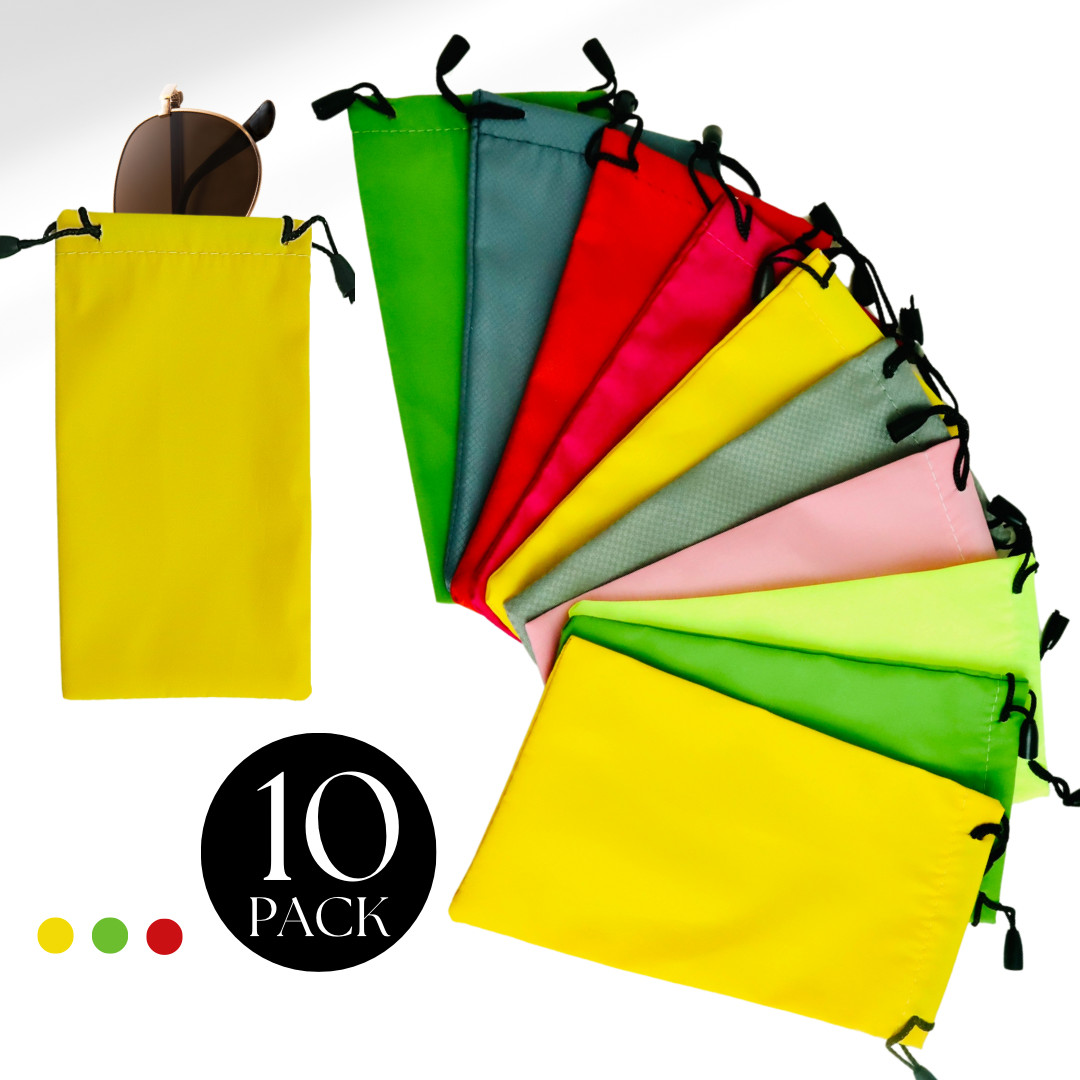 Paquete de 10 gafas de sol con cordón de microfibra impermeable tela estuche suave bolsa de almacenamiento