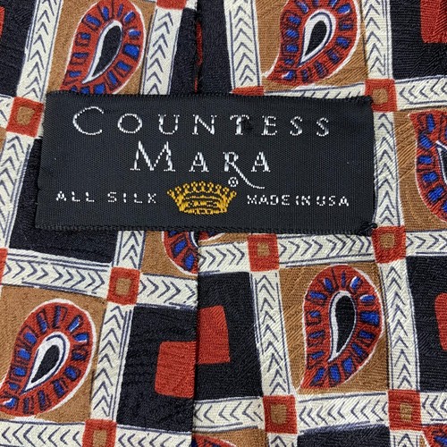 Countess Mara Necktie 100% Silk Luxury 4"x55" Paisley Multicolor Made in USA Tie - Picture 9 of 9
