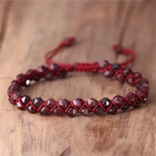 Natural Red Garnet Stone Bracelet Red Gemstone Healing Bracelet Boho Style
