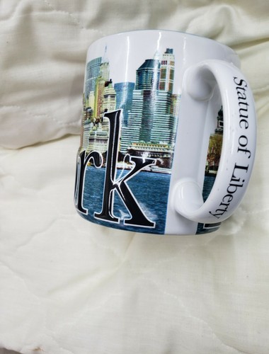 Statue Liberty New York Museum Store Texture 3D Raised Art Coffee Mug Aqua Blue - Picture 3 of 7