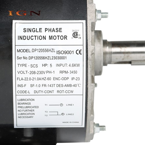 5HP 7/8" 230V Shaft Air Compressor Duty Electric Motor 3450 RPM Single Phase - Picture 18 of 24