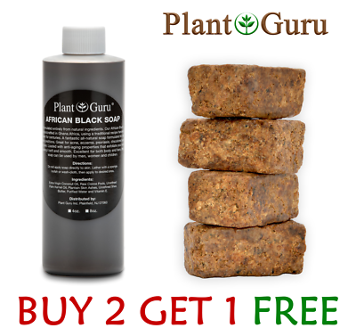 #ad African Black Soap Liquid 8 oz. Raw 100% Pure Natural Organic Body Wash Shampoo $9.99