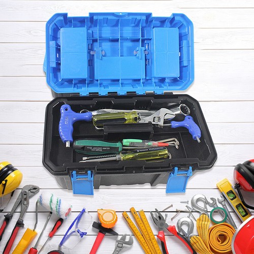 Plastic Tool Box Electrician Work Empty Toolbox Tool Organizer with Lock(Small ) - Picture 2 of 11