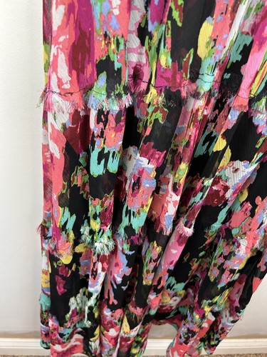 Jones Studio Dress Womens 2 Maxi Black Floral Chiffon Cottage Core Tiered Gauzey - Picture 8 of 10