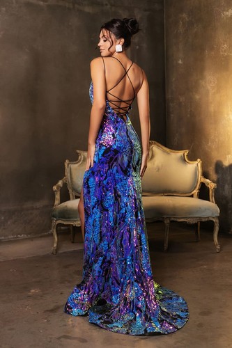 Womens Dresses For Evening Prom Long V-Neck Spaghetti Strap Sheath Plus Size - Picture 5 of 26