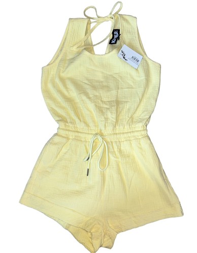 Katie J NYC Tween Girls Yellow Gauzy Avery Shorts Open Back Romper XL(14) NWT - Picture 1 of 4
