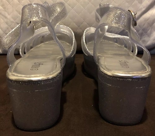 Rouge Helium Wedge Ankle Strap Women’s Silver Glittery Sz 11 - Picture 5 of 12