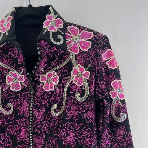 WOODS Western Jacket Womens S Horse Show Embellished Equestrian Floral Purple - Picture 11 of 15