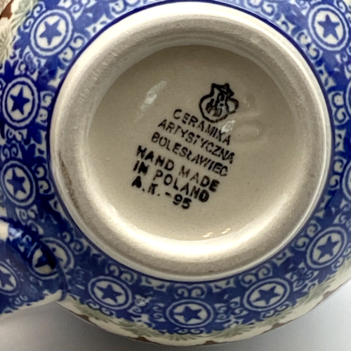 Polish Pottery Unikat Boleslawiec TEXAS Longhorns Cup Saucer Coffee Tea NEW RARE - Picture 13 of 17