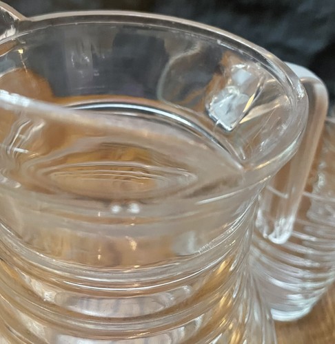 Federal Glass Bee Hive Ribbed Pitcher And Glasses Set Clear Glass Iced Tea Juice - Picture 8 of 11