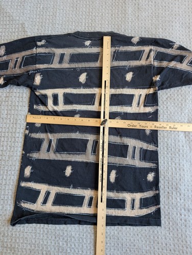Vintage Belton Shirt Adult Large Black Abstract Print Single Stitch AOP USA Made - Picture 9 of 9