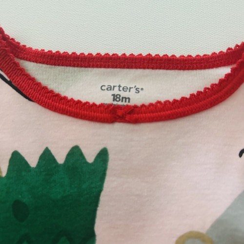 Carter’s 18 Meses Bebé Niña Rosa Vacaciones Navidad Pijama Set Papá Noel Nuevo con Etiquetas - Imagen 2 de 4