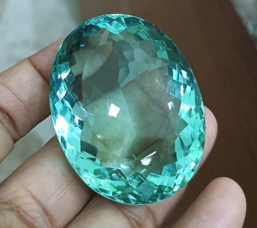 Topazio Enorme Taglio Ovale Brasiliano Blu Oceano 220,20 Ct Certificato Gemma Naturale - Foto 3 di 9