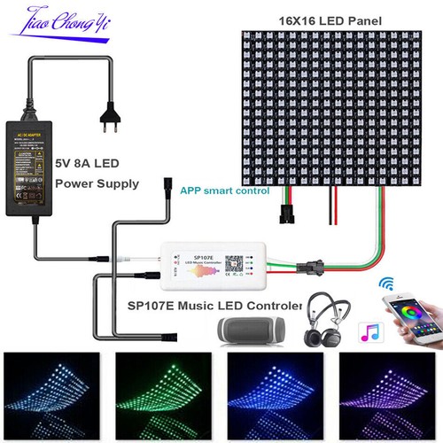 DC 5V WS2812B Addressable 8x8 8X32 LED Screen Panel SP107E Music Controller Kit - Picture 2 of 18