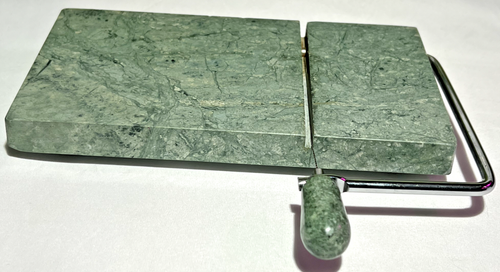 Green Marble Cheese Serving & Cutting Board Wire Cutting 5” X 8” Rectangle - Picture 2 of 8