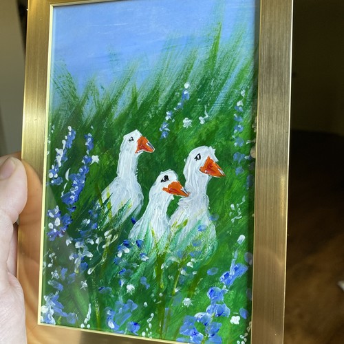 Ganso, pájaro, 4/6, pintura sobre papel, enmarcado - Imagen 3 de 6