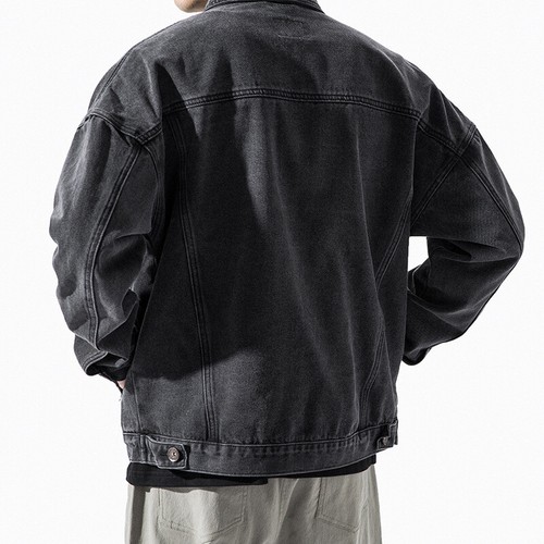 Mens Autumn Loose Denim Outerwear Jeans Jacket Casual Coat Retro Tops, - Picture 11 of 15
