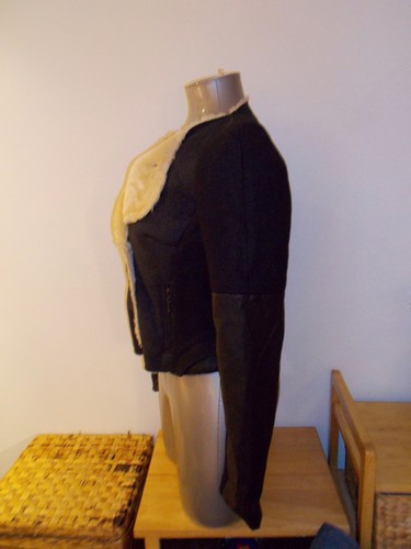 Beskåret Trafaluc Shearling Division Zara Sort Faux Jacket Outwear Moto Leather zP6dxwd41q