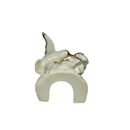 Vintage Hummingbird and Flower Night Light Cover Ceramic, Ivory With Gold Trim - Picture 5 of 7