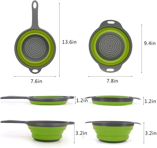 3pc Strainer Foldable Heat Resistant Collapsible Colander for Rinsing & Draining - Picture 36 of 45