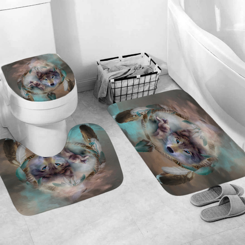 Alfombra antideslizante con cortina de ducha Wolf para baño alfombra antideslizante tapa del asiento del inodoro - Imagen 2 de 20