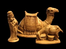 VTG Byron Molds Ceramic Nativity Set 1973 Camel Shepherd Boy Goat 2.5" H-4.25" H