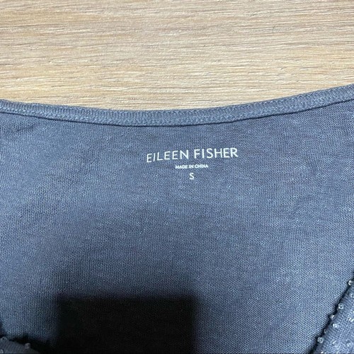 EILEEN FISHER Camiseta Jersey Gris Cuello Drapeado Vidrio Cuentas Lino S NUEVA - Imagen 6 de 8