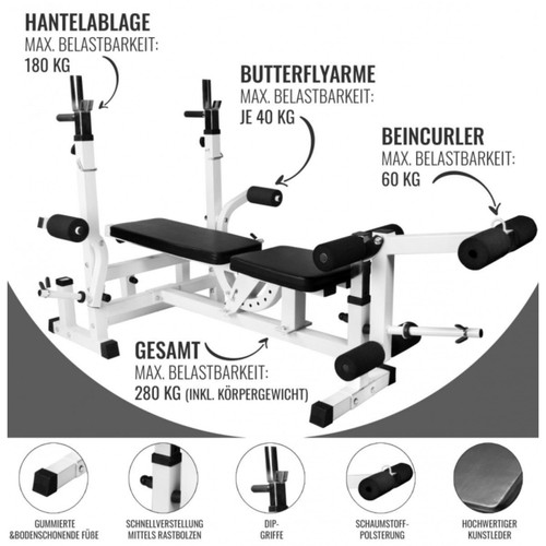 GORILLA SPORTS® Kraftstation Hantelbank Trainingsbank Fitnessstation Multi-Gym - Bild 5 von 37