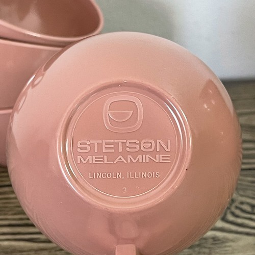 8x Vintage Stetson staubiges Melamin Kaffeetassenset Lincoln, IL Retro USA rosa rosa rosa pink - Bild 3 von 7